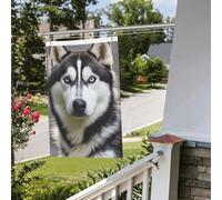 Drapeau de chien Husky 61 x 91 cm pour extérieur et intérieur - Pour le printemps, l'été, l'automne, l'hiver - Drapeaux de jardin avec œillets verticaux double face - Bannière pour décoration de cour