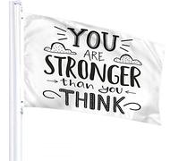 Drapeau de citation de motivation 4x6 FT Word You are Stronger Than You Think with Cloud Rain Outdoor Flags Welcome Yard Banners Home Garden Yard Lawn Decor