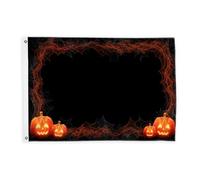 Drapeau de citrouille pour extérieur, visage effrayant en toile d'araignée, bannière décorative pour extérieur, balcon, terrasse, jardin, entrée, maison, orange, 6,1 x 0,9 m