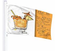 Drapeau de cocktail Décor 0,9 x 1,5 m Bière Mai Tai Boissons Floral Parapluie Verres Glace Liqueur Alcool Polyester Imprimé Motif Décoration extérieure pour Maisons et Jardins