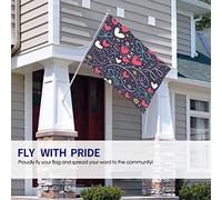 Drapeau de coeur d'amour 4x6 FT coeurs rouges romantiques fleurs colorées à pois drapeaux d'extérieur grandes bannières de cour de bienvenue décor de pelouse de jardin de maison