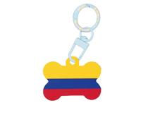 Drapeau de Colombie Impression Mode Chien Étiquettes Acrylique Porte-clés Chien Forme d'os double face Étiquettes de motif pour chiens et chats