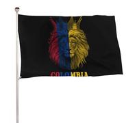 Drapeau de Colombie sur le thème du lion roi, grand format, 60 x 90 cm, pour décorations de fête en extérieur.