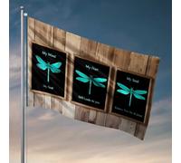 Drapeau de connexion pour dortoir pour homme, motif libellule, cœur, âme - Drapeaux amusants pour dortoir universitaire (60 x 90 cm)