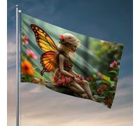 Drapeau de conte de fées pour piscine et jardin enchanté pour printemps et été (152 x 244 cm)