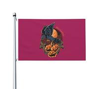 Drapeau de corbeaux d'Halloween avec des citrouilles double face 3x5 pieds drapeau extérieur durable patio drapeaux décoratifs d'intérieur bannières de fête à la maison drapeau de bienvenue 3by5