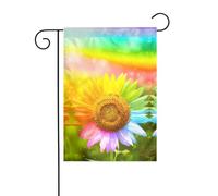 Drapeau de cour de fête imprimé tournesol coloré 3D, drapeaux d'extérieur d'hiver et bannière de cour pour porche, pelouse, jardin, décorations de Noël