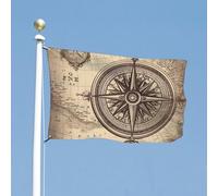 Drapeau de cour double face 119,4 x 177,8 cm - Drapeau de la loi de la boussole - Drapeau de bienvenue pour l'extérieur - Avec œillets en laiton - Grand drapeau d'extérieur pour cour et jardin