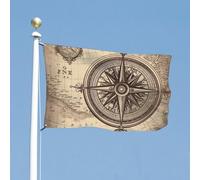 Drapeau de cour double face 61 x 88,9 cm - Drapeau de la loi de la boussole - Drapeau de bienvenue pour l'extérieur - Avec œillets en laiton - Grand drapeau d'extérieur pour cour et jardin