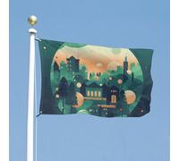 Drapeau de cour double face 61 x 88,9 cm - Silhouette de ville - Drapeau de bienvenue pour l'extérieur - Bannière de vacances avec œillets en laiton - Grand drapeau d'extérieur pour cour, jardin