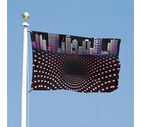 Drapeau de cour double face 61 x 88,9 cm - Silhouette de ville - Drapeau de bienvenue pour l'extérieur - Bannière de vacances avec œillets en laiton - Grand drapeau d'extérieur pour cour, jardin