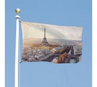 Drapeau de cour double face 61 x 88,9 cm - Vue aérienne de Paris - Drapeau de jardin - Drapeau de bienvenue pour l'extérieur - Bannière de vacances avec œillets en laiton - Drapeau de maison pour
