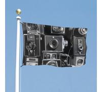 Drapeau de cour double face - 88,9 x 150 cm - Collection d'appareil photo rétro - Drapeau de jardin - Drapeau de bienvenue pour l'extérieur - Avec œillets en laiton - Grand drapeau d'extérieur pour