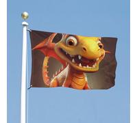 Drapeau de cour double face 88,9 x 150 cm Drapeau de jardin drôle Dragon Drapeau de bienvenue pour l'extérieur Bannière de vacances avec œillets en laiton Drapeau de maison Printemps Été Grand drapeau