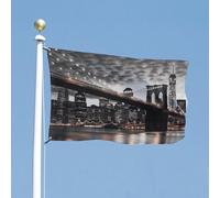 Drapeau de cour double face 88,9 x 150 cm Drapeau de jardin Pont de Brooklyn Drapeau de bienvenue pour l'extérieur Bannière de vacances avec œillets en laiton Drapeau de maison Printemps Été Grand
