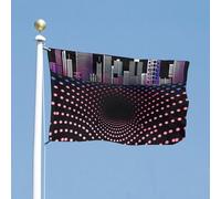 Drapeau de cour double face 88,9 x 150 cm - Silhouette de ville - Drapeau de bienvenue pour l'extérieur - Bannière de vacances avec œillets en laiton - Drapeau de maison pour printemps et été - Grand