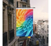 Drapeau de cour double face de 0,9 x 1,5 m pour extérieur/intérieur - Bannière de bienvenue dynamique arc-en-ciel pour jardin, maison, vacances, décoration de la maison