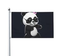 Drapeau de cour double face de 0,9 x 1,5 m pour extérieur/intérieur - Bannières de bienvenue panda cool pour jardin, maison, vacances, décoration de la maison, drapeau de jardin