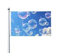 Drapeau de cour double face de 0,9 x 1,5 m pour extérieur/intérieur - Bulles bleu ciel - Bannières de bienvenue pour jardin, maison, vacances, décoration de la maison