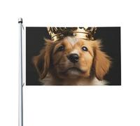 Drapeau de cour double face de 0,9 x 1,5 m pour extérieur/intérieur, chiot avec une couronne, bannières de bienvenue pour jardin, maison, vacances, décoration d'intérieur, drapeau de jardin
