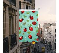 Drapeau de cour double face de 0,9 x 1,5 m pour extérieur/intérieur, coccinelles rouges sur fond bleu, bannières de bienvenue pour jardin, maison, vacances, décoration d'intérieur, drapeaux de jardin