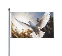 Drapeau de cour double face de 0,9 x 1,5 m pour extérieur/intérieur, colombe blanche volant au soleil, bannières de bienvenue pour jardin, maison, vacances, décoration de la maison, drapeau de jardin