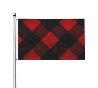 Drapeau de cour double face de 0,9 x 1,5 m pour extérieur/intérieur - Drapeau à carreaux rouges et noirs - Bannières de bienvenue pour jardin, maison, vacances, décoration d'intérieur