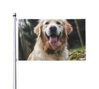 Drapeau de cour double face de 0,9 x 1,5 m pour extérieur/intérieur - Drapeau amusant Golden Retriever Welcome Yard pour jardin, maison, vacances, décoration de la maison, drapeau de jardin