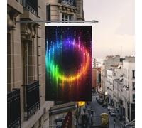 Drapeau de cour double face de 0,9 x 1,5 m pour extérieur/intérieur - Drapeau arc-en-ciel néon pour jardin, maison, vacances, décoration d'intérieur
