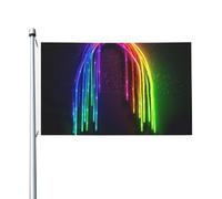 Drapeau de cour double face de 0,9 x 1,5 m pour extérieur/intérieur - Drapeau arc-en-ciel néon pour jardin, maison, vacances, décoration de la maison