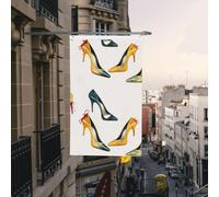 Drapeau de cour double face de 0,9 x 1,5 m pour extérieur/intérieur - Drapeau brise à talons hauts - Bannières de bienvenue pour jardin, maison, vacances, décoration d'intérieur, drapeaux de jardin