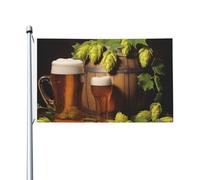 Drapeau de cour double face de 0,9 x 1,5 m pour extérieur/intérieur, drapeau brise, cônes de bière et de houblon, bannières de bienvenue pour jardin, maison, vacances, décoration d'intérieur, drapeau