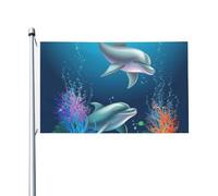 Drapeau de cour double face de 0,9 x 1,5 m pour extérieur/intérieur - Drapeau brise dauphin et poisson - Bannières de bienvenue pour jardin, maison, vacances, décoration d'intérieur