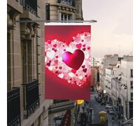 Drapeau de cour double face de 0,9 x 1,5 m pour extérieur/intérieur - Drapeau brise de Saint-Valentin - Bannières de bienvenue en forme de cœur pour jardin, maison, vacances, décoration d'intérieur