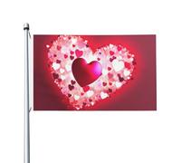 Drapeau de cour double face de 0,9 x 1,5 m pour extérieur/intérieur - Drapeau brise de Saint-Valentin - Bannières de bienvenue en forme de cœur pour jardin, maison, vacances, décoration d'intérieur