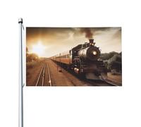 Drapeau de cour double face de 0,9 x 1,5 m pour extérieur/intérieur - Drapeau brise de train et de chemin de fer - Bannières de cour de bienvenue pour jardin, maison, vacances, décoration d'intérieur
