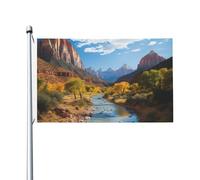 Drapeau de cour double face de 0,9 x 1,5 m pour extérieur/intérieur - Drapeau brise du parc national de Zion - Bannières de bienvenue pour jardin, maison, vacances, décoration de la maison, drapeau de