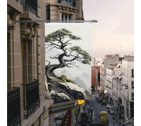 Drapeau de cour double face de 0,9 x 1,5 m pour extérieur/intérieur, drapeau brise en pin sur pente de montagne, bannières de bienvenue pour jardin, maison, vacances, décoration d'intérieur, drapeaux