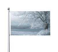 Drapeau de cour double face de 0,9 x 1,5 m pour extérieur/intérieur - Drapeau brise neige et arbre givré - Bannières de bienvenue pour jardin, maison, vacances, décoration de la maison