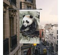 Drapeau de cour double face de 0,9 x 1,5 m pour extérieur/intérieur, drapeau brise, peinture à l'encre, bannières de bienvenue pour jardin, maison, vacances, décoration d'intérieur, drapeaux de jardin