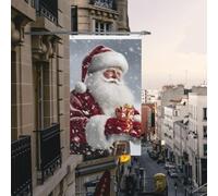 Drapeau de cour double face de 0,9 x 1,5 m pour extérieur/intérieur, drapeau brise, Père Noël, neige, bannière de bienvenue pour jardin, maison, vacances, décoration d'intérieur, drapeaux de jardin