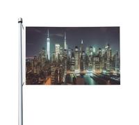 Drapeau de cour double face de 0,9 x 1,5 m pour extérieur/intérieur - Drapeau de bienvenue de la ville de New York - Bannières de cour pour jardin, maison, vacances, décoration de la maison