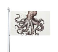 Drapeau de cour double face de 0,9 x 1,5 m pour extérieur/intérieur - Drapeau de bienvenue en forme de pieuvre pour jardin, maison, vacances, décoration de la maison