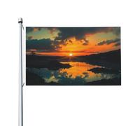 Drapeau de cour double face de 0,9 x 1,5 m pour extérieur/intérieur, drapeau de brise, coucher de soleil, aube, bannières de cour pour jardin, maison, vacances, décoration d'intérieur, drapeau de