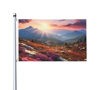 Drapeau de cour double face de 0,9 x 1,5 m pour extérieur/intérieur, drapeau de brise de montagne, paysage floral, bannières de bienvenue pour jardin, maison, vacances, décoration d'intérieur, drapeau