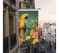 Drapeau de cour double face de 0,9 x 1,5 m pour extérieur/intérieur, drapeau de brise, drapeau d'été, perroquet, ananas, oiseau, bannière de bienvenue pour jardin, maison, vacances, décoration