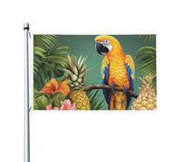 Drapeau de cour double face de 0,9 x 1,5 m pour extérieur/intérieur, drapeau de brise, drapeau d'été, perroquet, ananas, oiseau, bannière de bienvenue pour jardin, maison, vacances, décoration de la