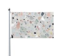 Drapeau de cour double face de 0,9 x 1,5 m pour extérieur/intérieur - Drapeau de brise en marbre terrazzo pastel - Bannières de bienvenue pour jardin, maison, vacances, décoration d'intérieur