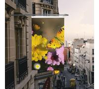 Drapeau de cour double face de 0,9 x 1,5 m pour extérieur/intérieur - Drapeau de brise jaune et fleur - Bannières de bienvenue pour jardin, maison, vacances, décoration d'intérieur