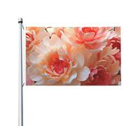 Drapeau de cour double face de 0,9 x 1,5 m pour extérieur/intérieur, drapeau de brise, pêche, pivoine, bannières de bienvenue pour jardin, maison, vacances, décoration de la maison, drapeau de jardin